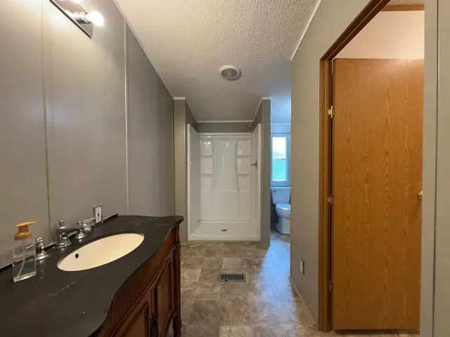 a bathroom with a tub