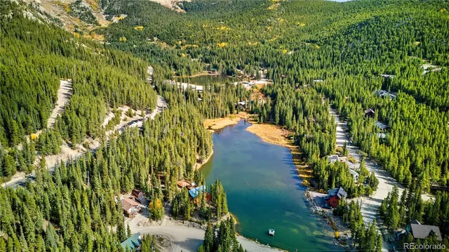 a view of a lake with a mountain in the background