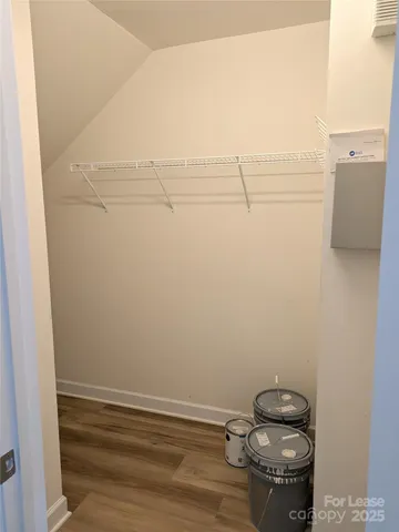 a view of small space with racks on the wall