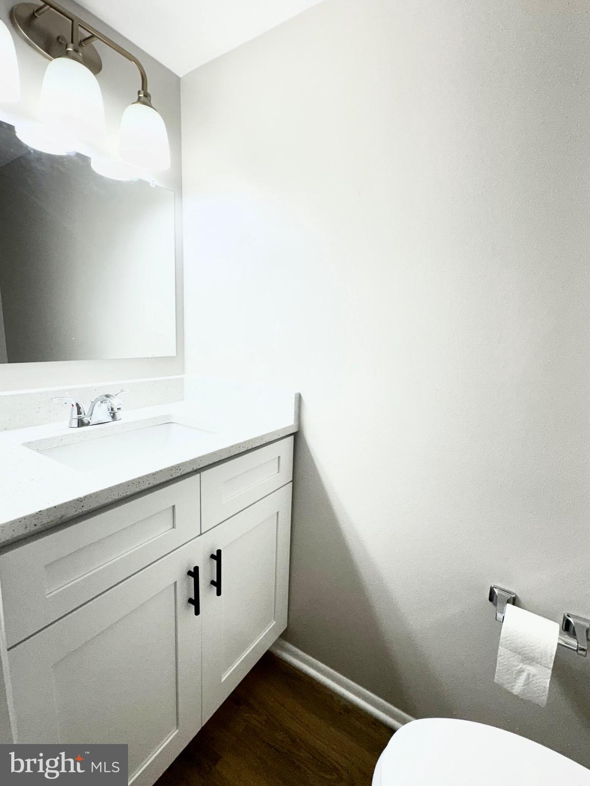 7442 Broken Staff Columbia, MD 21045 - Photo 7 of 28 a bathroom with a sink a toilet and mirror