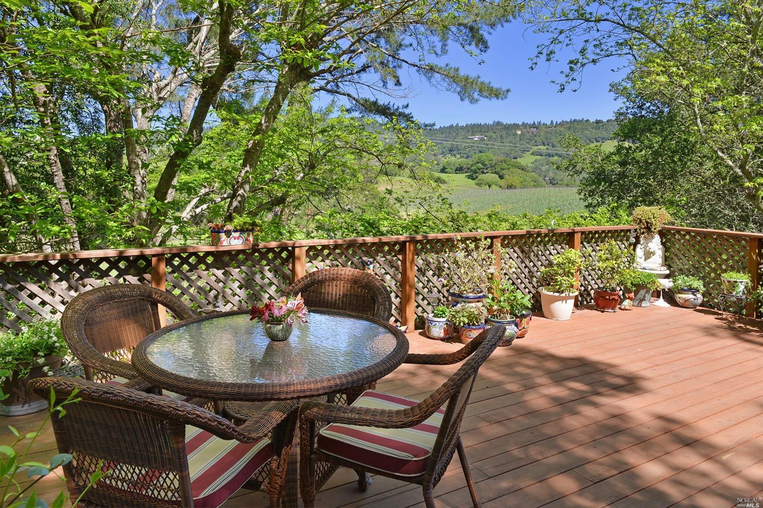 2260 Riebli Road Santa Rosa, CA 95404 - Photo 1 of 1 a roof deck with table and chairs and potted plants