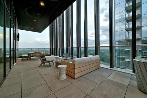 a building outdoor space with furniture