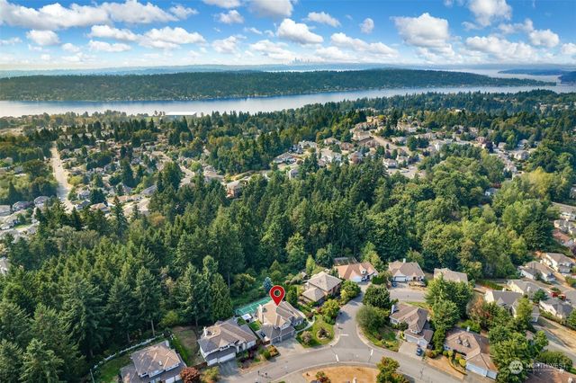 a view of a lake with a mountain