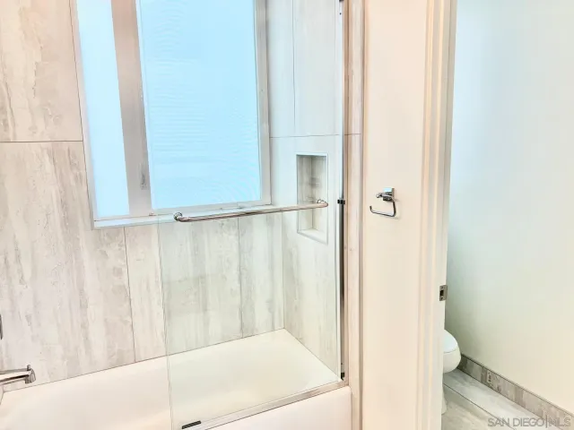 a bathroom with a bathtub