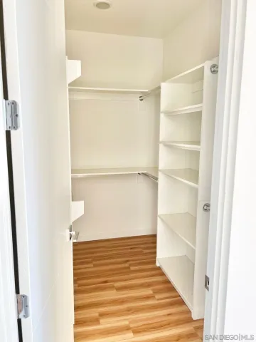 a view of a room with shelves