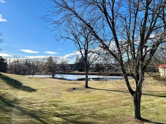 a view of a swimming pool with an outdoor seating and a yard