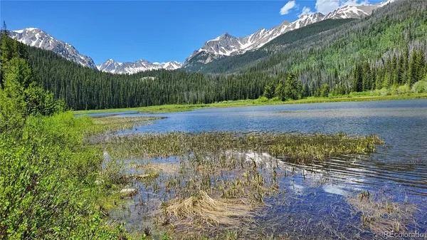 a view of a lake with a mountain
