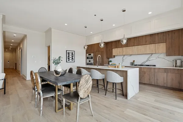 a view of kitchen with breakfast area