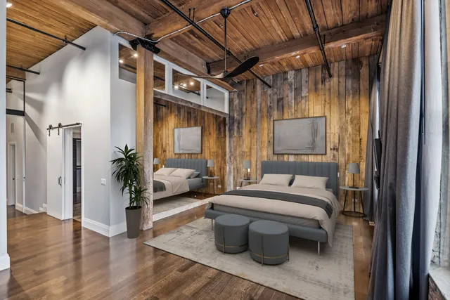 a room with furniture and a potted plant