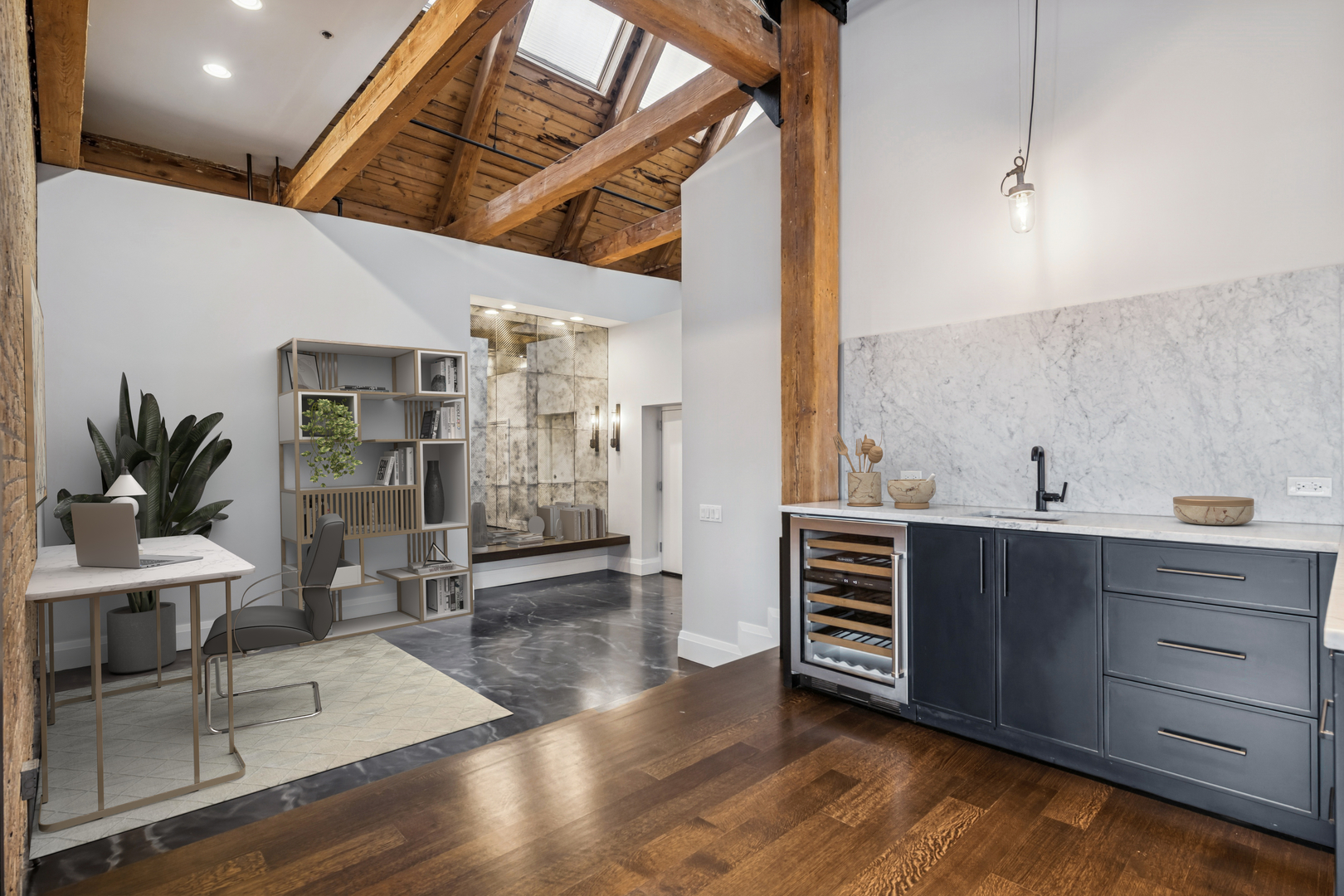 1000 West Washington Boulevard, Unit 436437 Chicago, IL 60607 - Photo 24 of 42 a view of livingroom with furniture and wooden floor