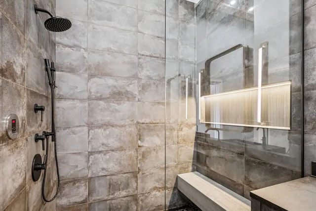 a bathroom with a shower