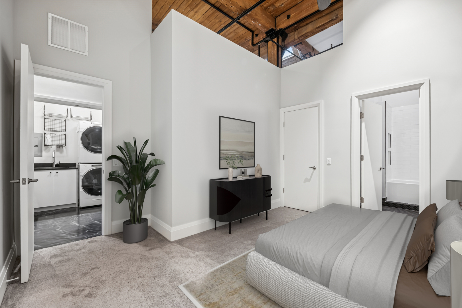 1000 West Washington Boulevard, Unit 436437 Chicago, IL 60607 - Photo 31 of 42 a bed room with a bed and a potted plant