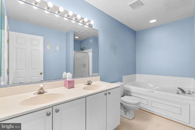 a bathroom with a toilet a sink a tub and mirror