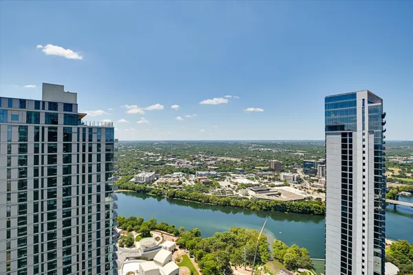 a view of a city with tall buildings