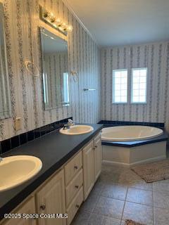 5361 Bison Street, Unit P19 Micco, FL 32976 - Photo 11 of 27 a bathroom with a granite countertop tub sink and mirror