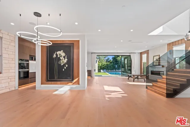 a view of a large hall with a large window