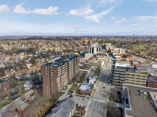 an aerial view of a city