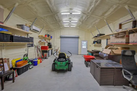a car is parked in a garage
