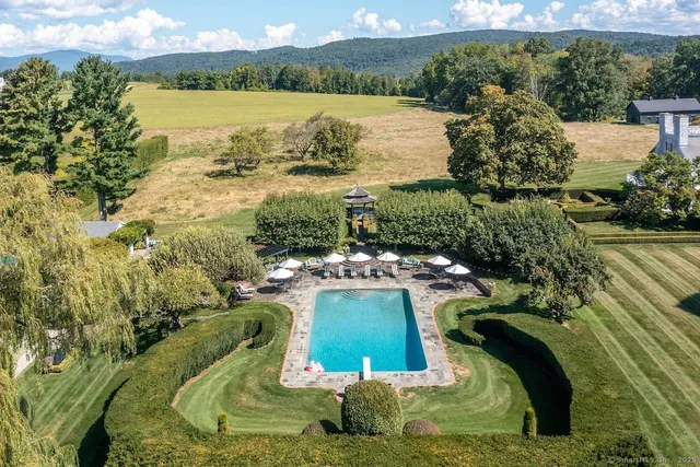 a view of a lake with a yard