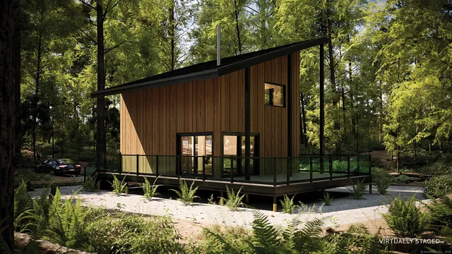 a backyard of a house with lots of green space