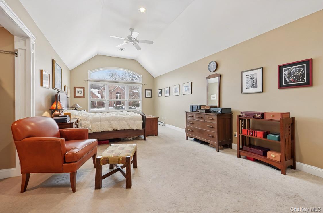 7 Gooler Court Stony Point, NY 10980 - Photo 20 of 35 Bedroom featuring vaulted ceiling, light carpet, and ceiling fan