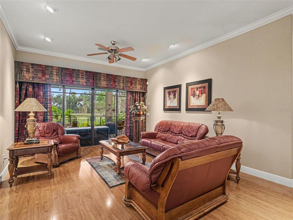 339 Corbett Road Lithia, FL 33547 - Photo 16 of 38 a living room with furniture and a floor to ceiling window