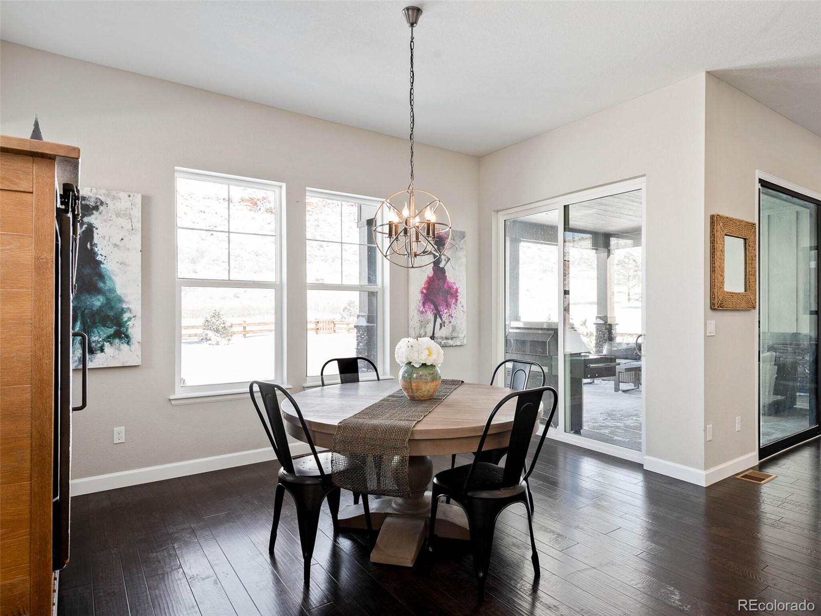 4838 Hogback Ridge Road Morrison, CO 80465 - Photo 9 of 30 a view of a dining room with furniture window and wooden floor
