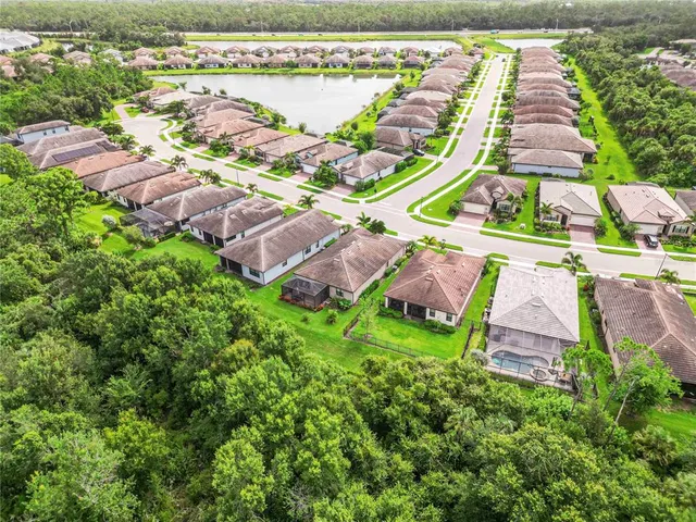an aerial view of a house