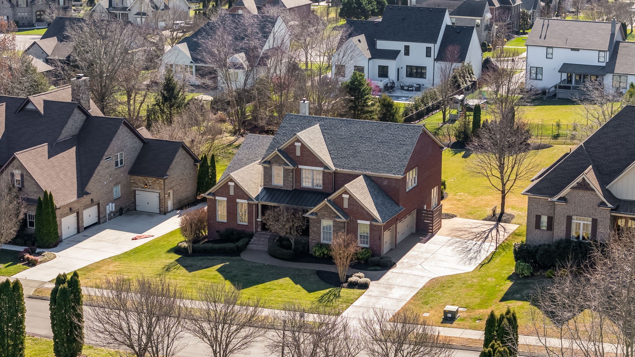 3517 Union Village Road Thompson's Station, TN 37179 - Photo 80 of 94 an aerial view of a house with swimming pool and large trees