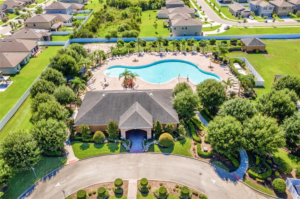 14604 Rannoch Moor Place Wimauma, FL 33598 - Photo 75 of 76 an aerial view of a house with a yard basket ball court and outdoor seating