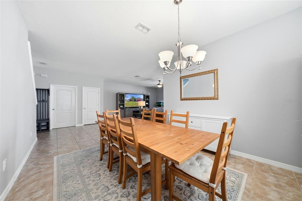 14604 Rannoch Moor Place Wimauma, FL 33598 - Photo 10 of 76 a view of a dining room with furniture and chandelier