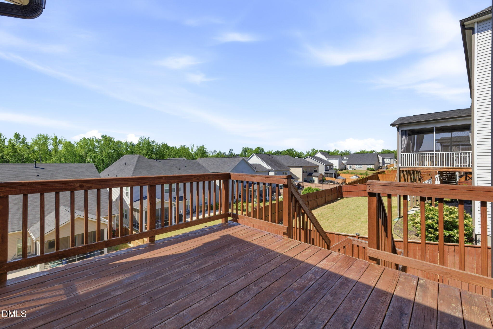 3422 Longleaf Estates Drive Raleigh, NC 27616 - Photo 56 of 71 a view of balcony with wooden floor and fence