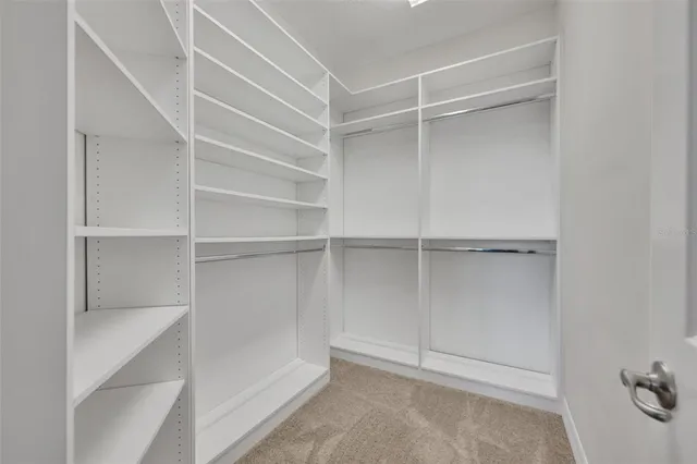 a view of an empty walk in closet