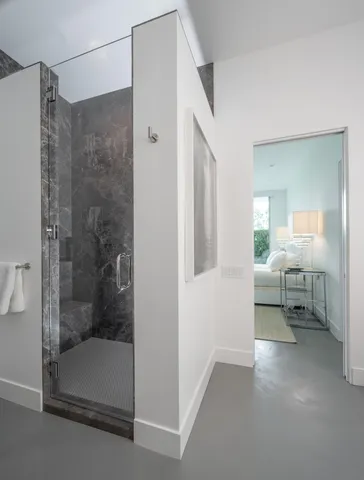 a bathroom with a shower