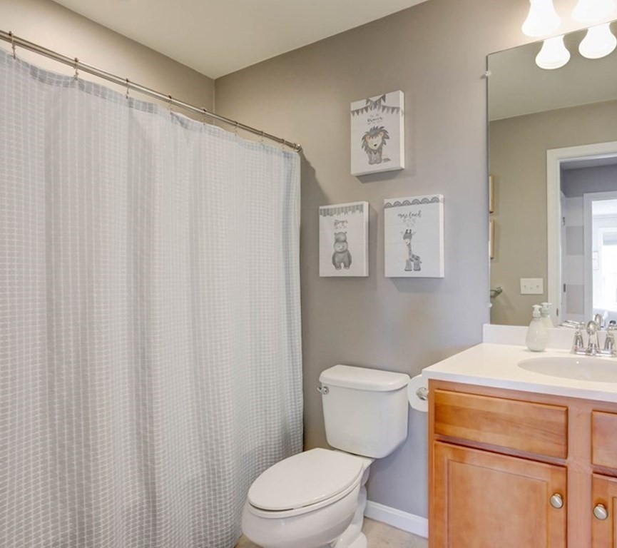 31 Jacob Way, Unit 31 Reading, MA 01867 - Photo 36 of 42 a bathroom with a sink a toilet and shower curtain