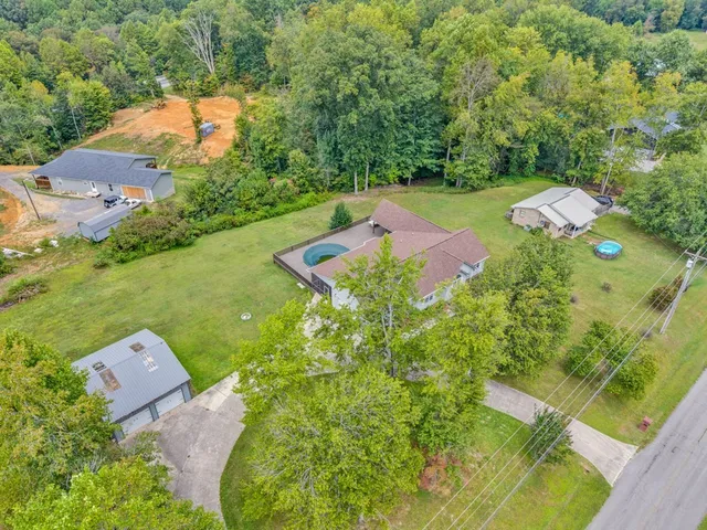 a view of a lake with a yard