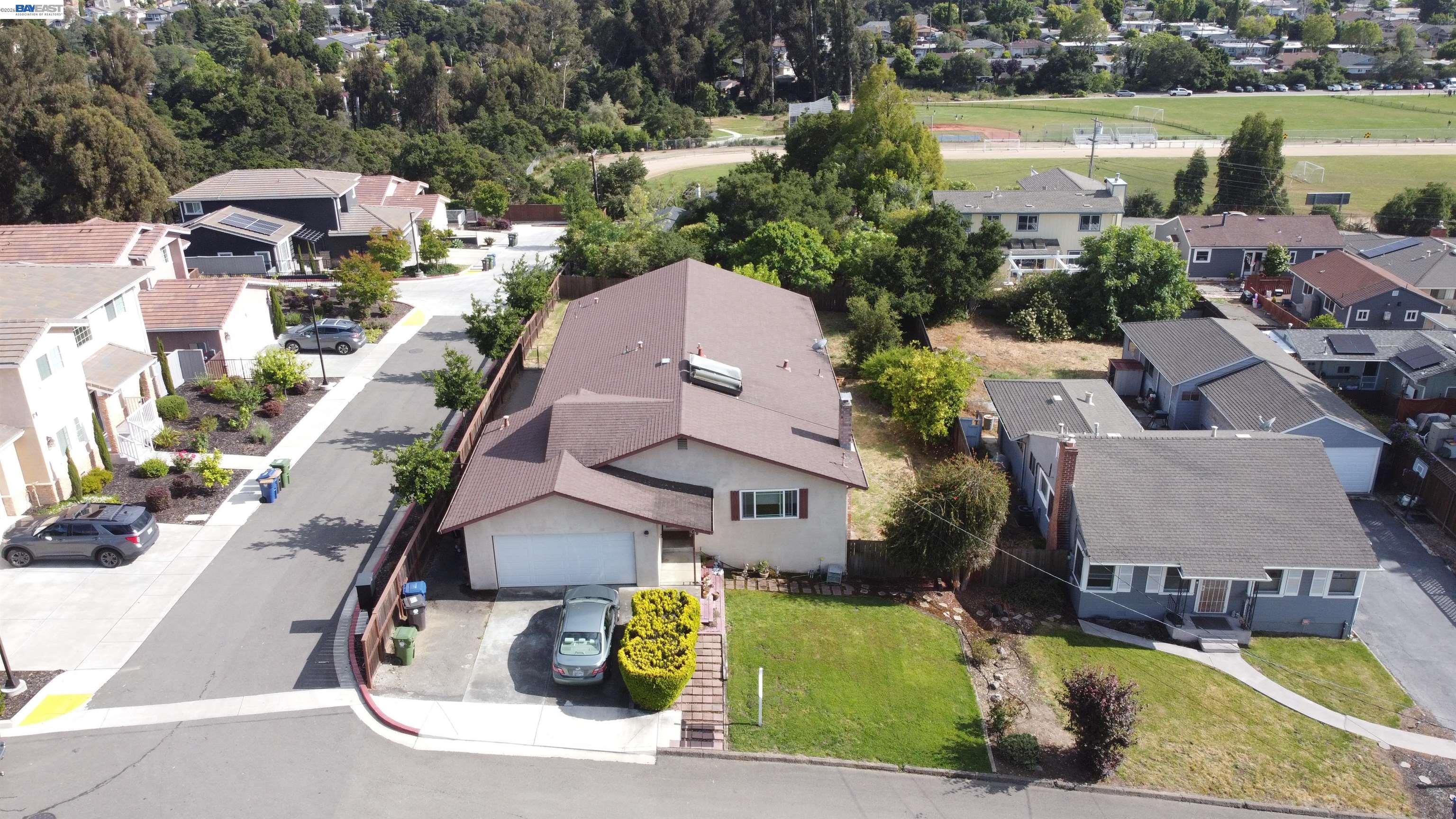 4591 Edwards Lane Castro Valley, CA 94546 - Photo 32 of 44 an aerial view of a house with swimming pool and outdoor seating