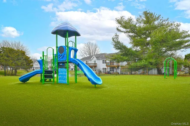 a view of a park with slide