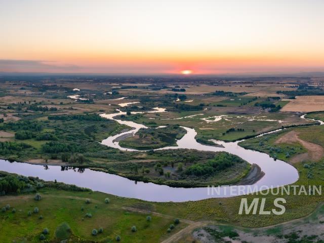Aerial view at dusk of a water view