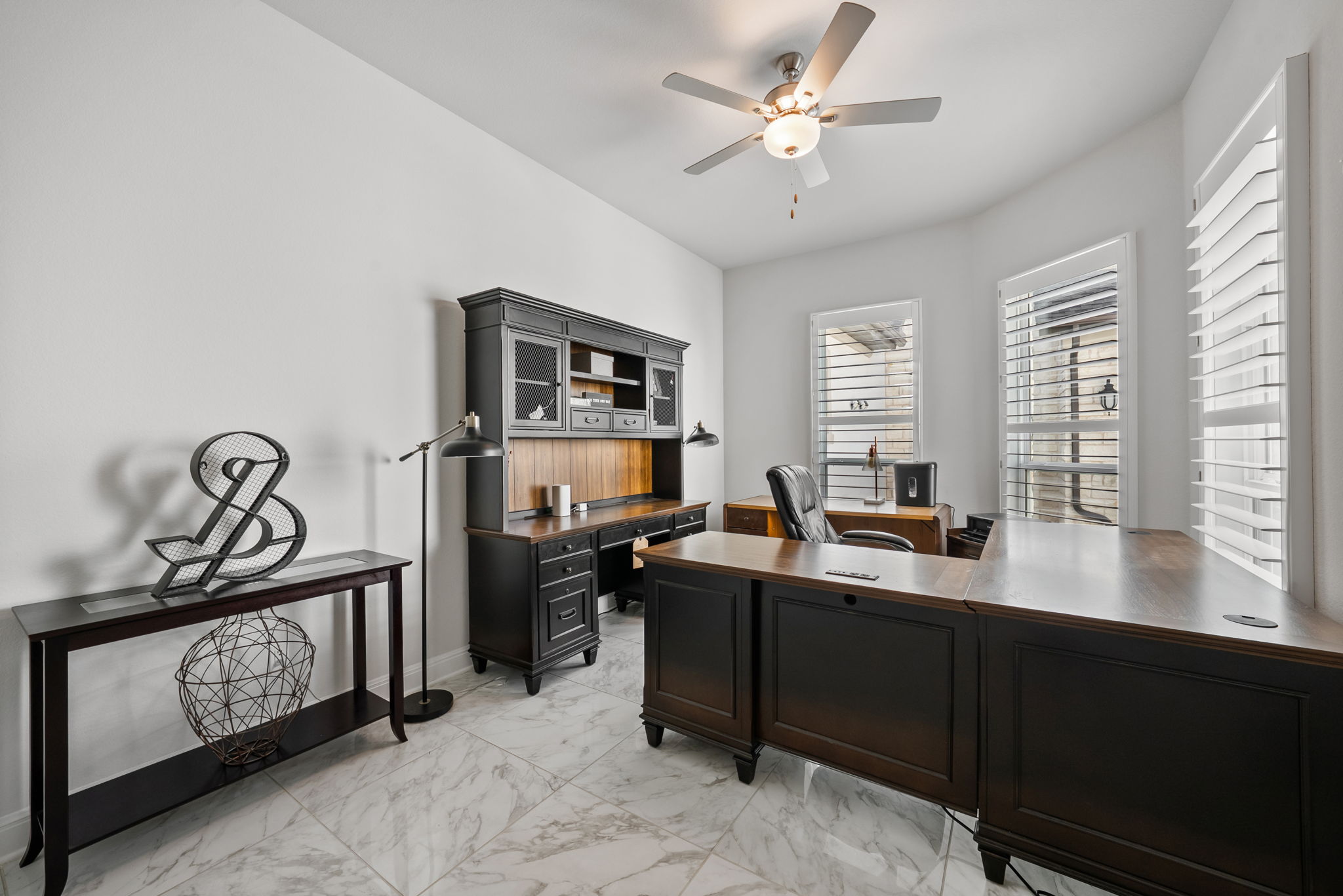 2132 Novara Trail Leander, TX 78641 - Photo 27 of 40 Office with light marble finish floors and a ceiling fan