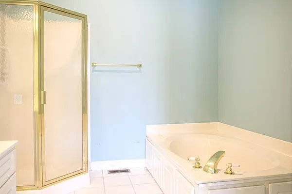 a view of a town with big tree