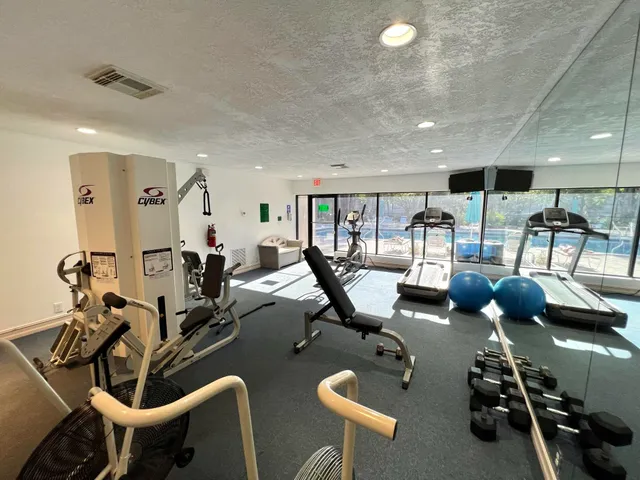 a room with gym equipment