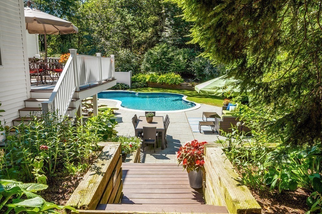 110 Mattison Drive Concord, MA 01742 - Photo 36 of 41 a view of a house with backyard sitting area and garden