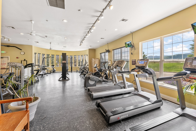 900 Bitner Road, Unit K25 Park City, UT 84098 - Photo 30 of 35 Dedicated fitness center featuring multiple treadmills, elliptical machines, and weight training equipment
