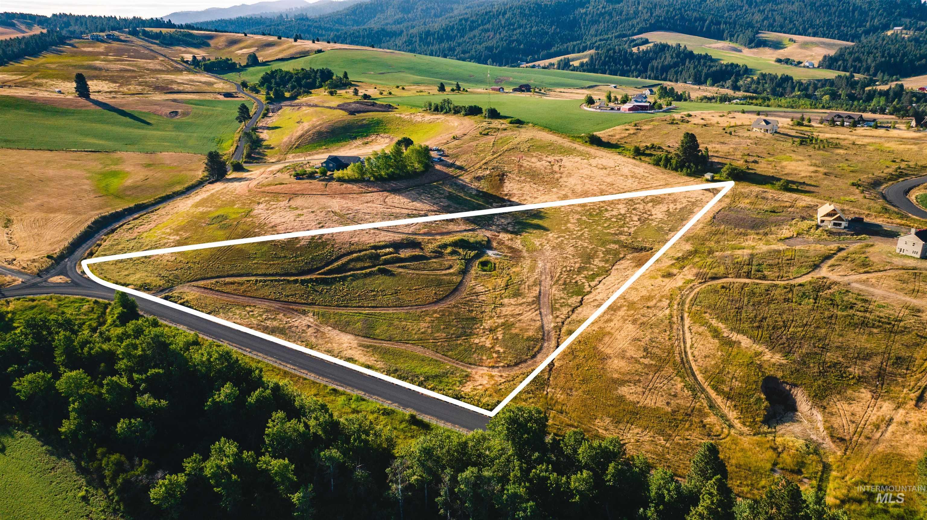 1070 Chaney Road Viola, ID 83872 - Photo 3 of 16 Aerial overview of property's location with rural landscape and property parcel outlined