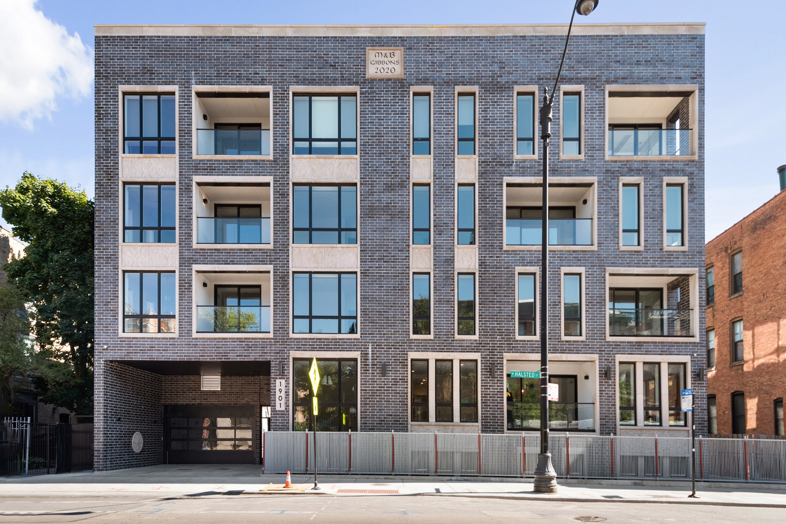 a front view of a multi story building