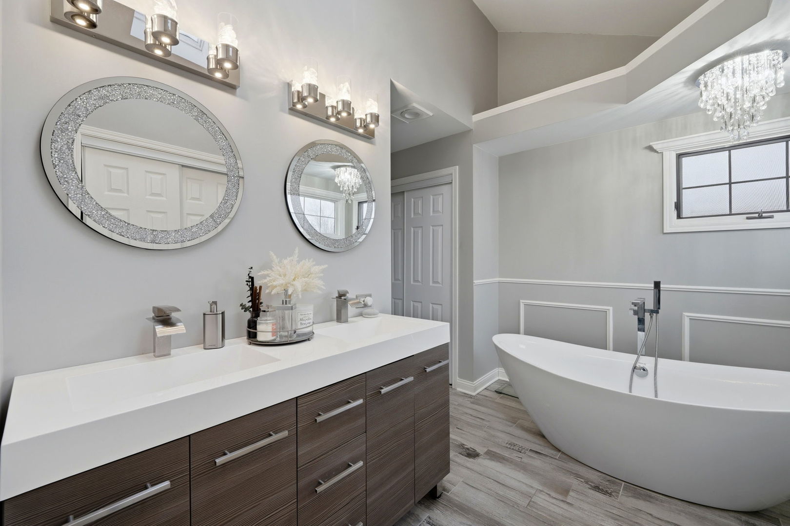 22931 Ridgeway Avenue Richton Park, IL 60471 - Photo 14 of 32 a bathroom with a double vanity sink and a mirror