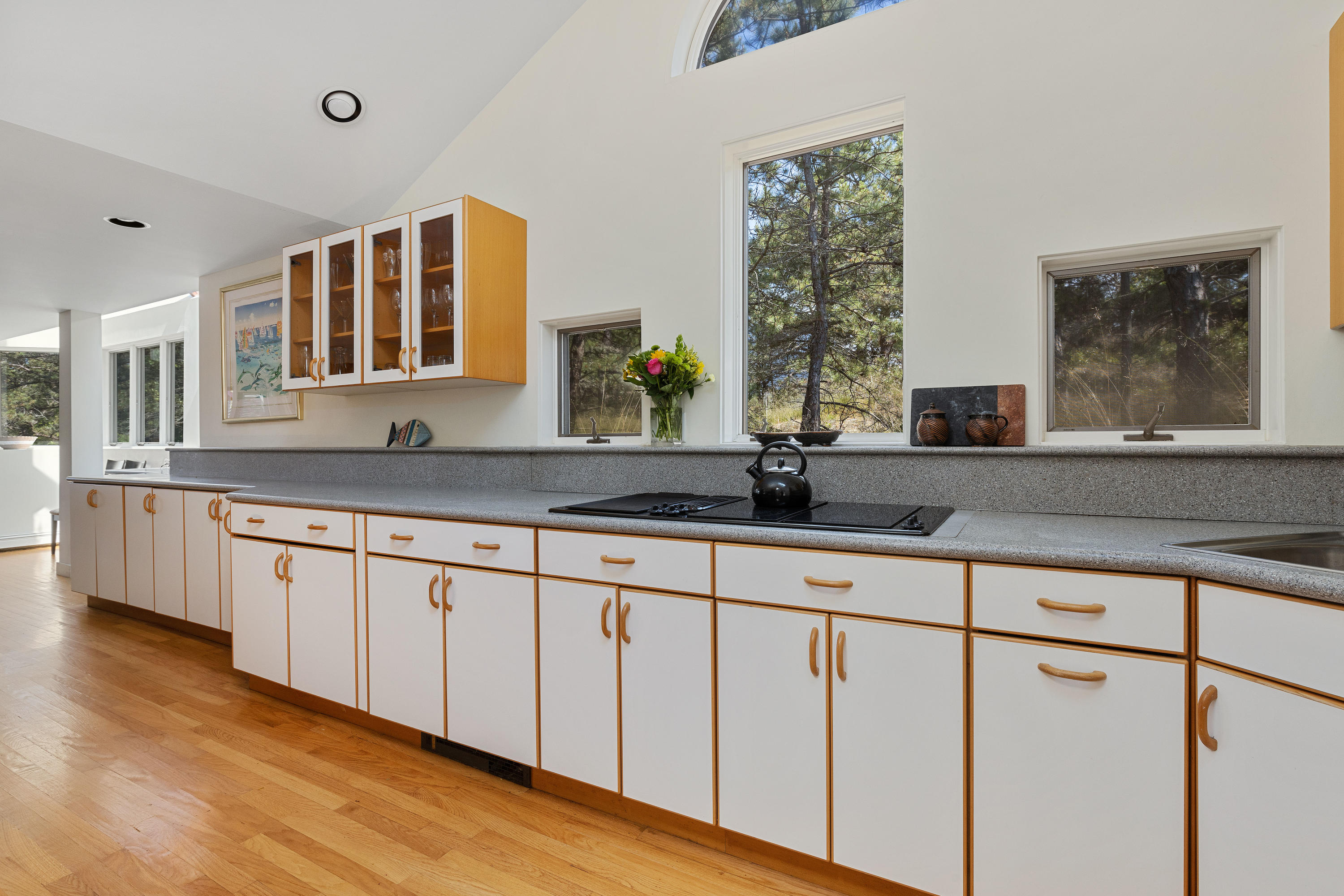 265 King Phillip Road Wellfleet, MA 02667 - Photo 12 of 85 a kitchen with stainless steel appliances granite countertop a sink and a wooden floor
