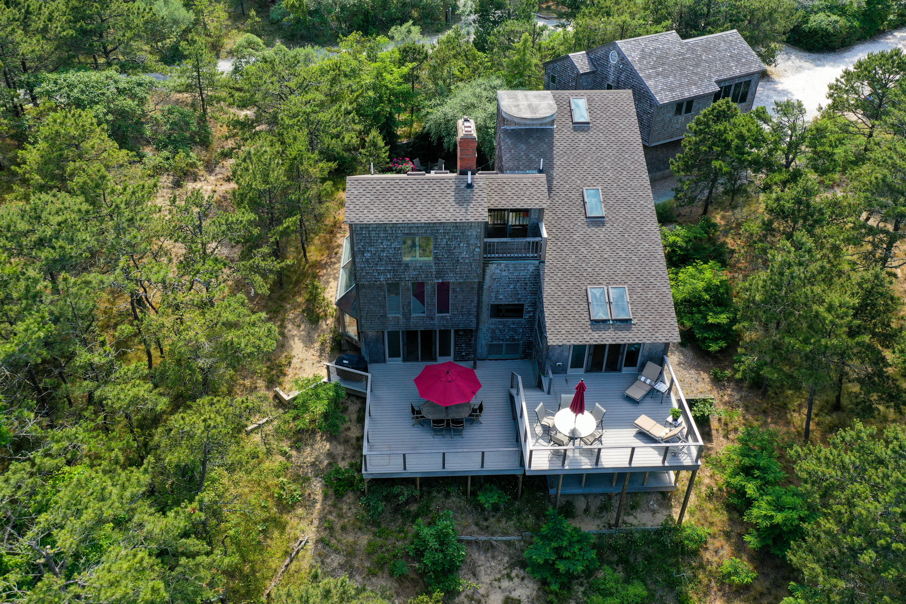 265 King Phillip Road Wellfleet, MA 02667 - Photo 71 of 85 an aerial view of a house with yard and swimming pool