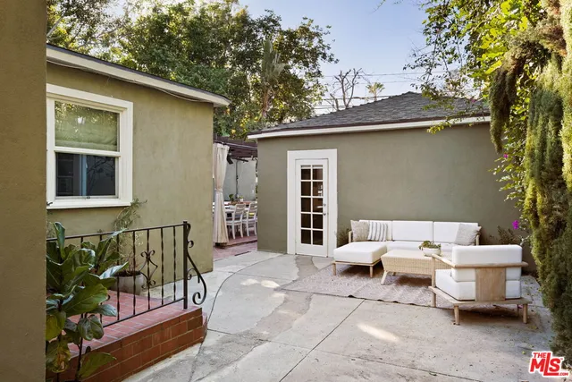 a view of a patio with a couch